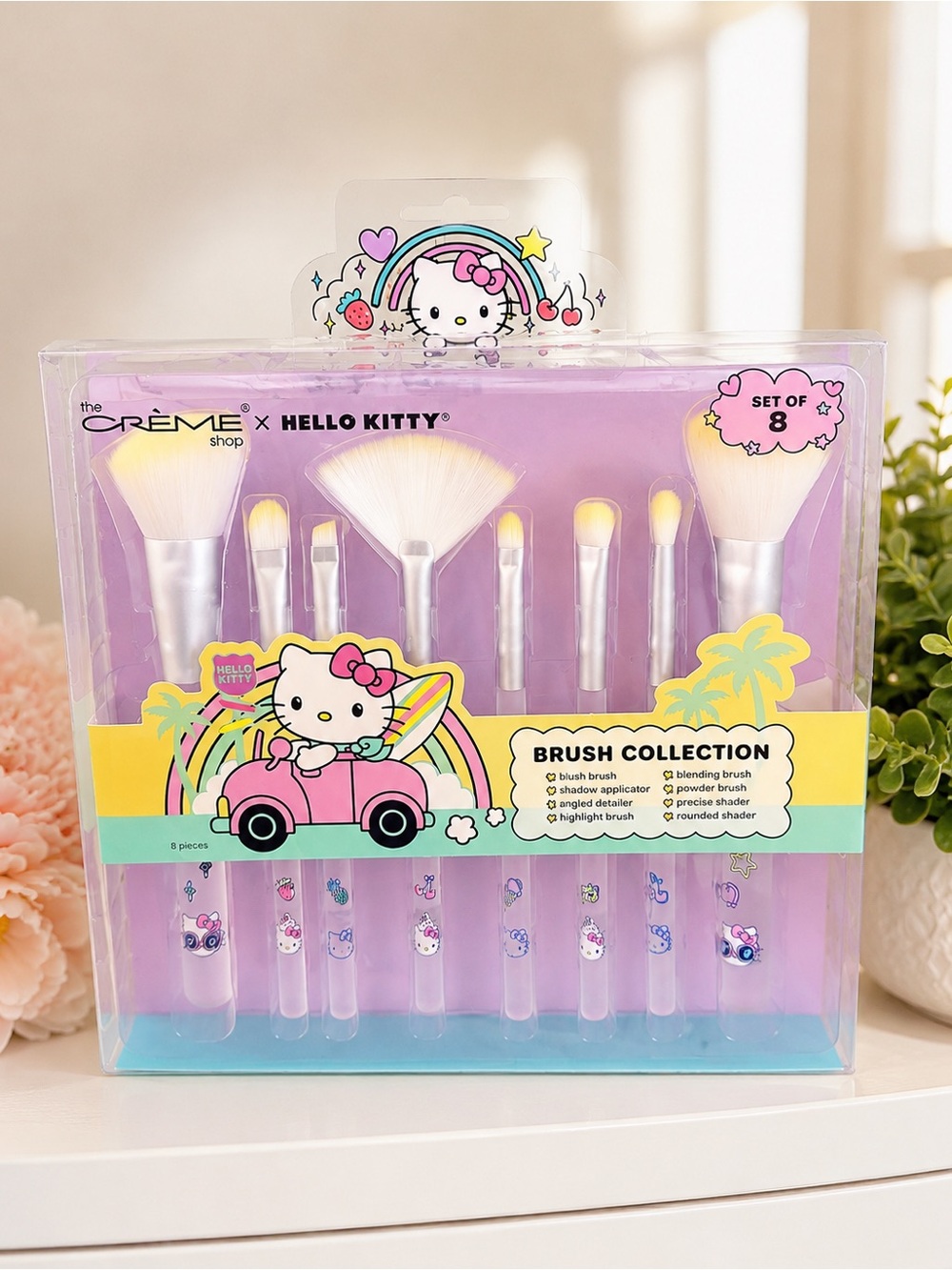 The Crème Shop x Hello Kitty 8 Pc Makeup Brush Set Pink New in Box